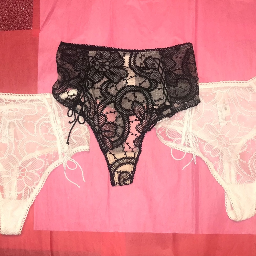 Victoria’s Secret Dream Angels High Waist Lace Up Crochet Thong Lot Set of 3